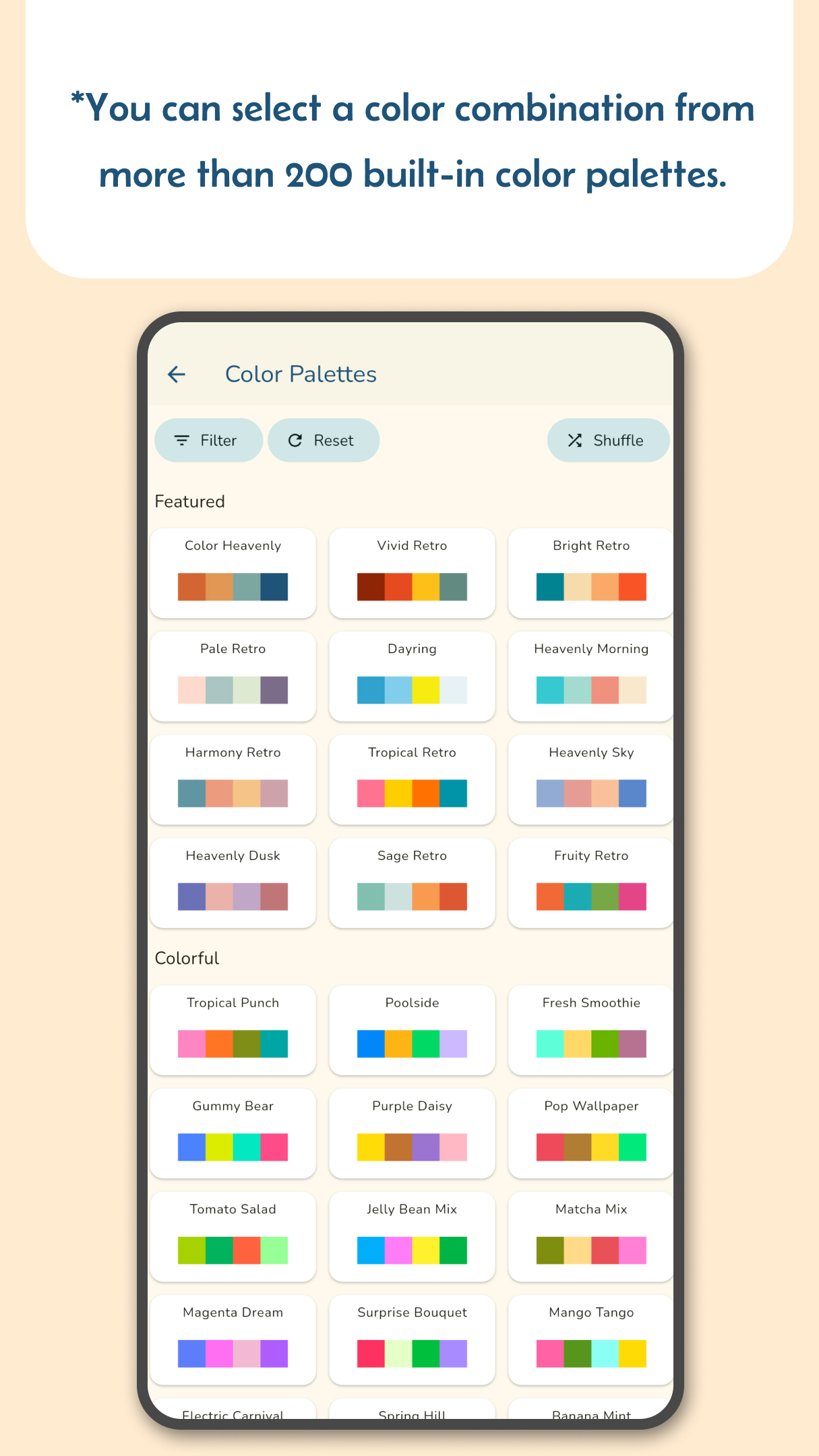 Color Palettes page screenshot