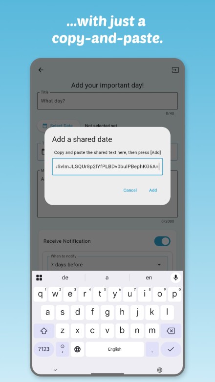 Adding shared data screenshot